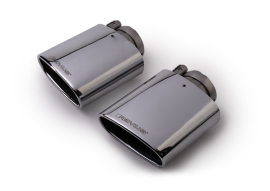 Tail pipe set L/R each 1 tail pipe 142x72 mm angled/angled, chromed, with adjustable spherical clamp connection