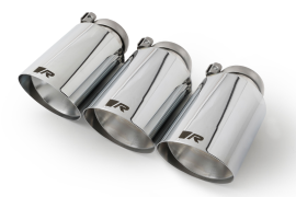 Remus 0036 70SGR Stainless steel tail pipe set consisting of 3 tail pipes Ø 102 mm angled, straight cut, chromed, with adjustable spherical clamp connection