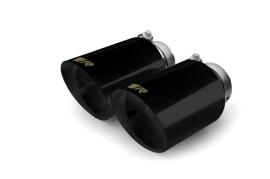 Stainless steel tail pipe set: 4 tail pipes Ø 102 mm angled, straight cut, Black Chrome, with adjustable spherical clamp connection