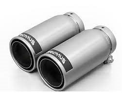 Stainless steel tail pipe set L/R consisting of 4 tail pipes Ø 84 mm Street Race, straight, carbon insert, with adjustable spherical clamp connection