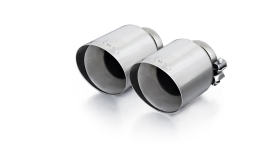 Tail pipe set L/R with each 2 tail pipes Ø 102 mm angled, straight cut, chromed, with adjustable spherical clamp connection-1