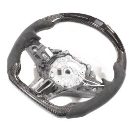 BMW GXX CARBON FIBRE / ALCANTARA LED FLAT BOTTOM STEERING WHEEL - CT DESIGN