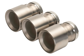 Titanium tail pipe set: 3 tail pipes OPT with OnePieceTechnology Ø 100mm, L=140mm titanium brushed, 333g incl. full titanium clamp and titanium screw