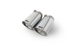 Tail pipe set L/R with each 2 tail pipes Ø 102 mm angled, straight cut, chromed, with adjustable spherical clamp connection