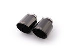 Stainless steel tail pipe set consisting of 2 tail pipes Ø 115 mm angled, black chrome, with adjustable spherical clamp connection