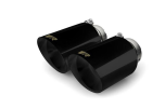 Stainless steel tail pipe set: 4 tail pipes Ø 102 mm angled, straight cut, Black Chrome, with adjustable spherical clamp connection