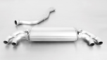 Axle-back-system, sport exhaust centered for L/R system (selectable tail pipes), with 2 integrated valves and 2 electronic actuators, incl. EC homologation